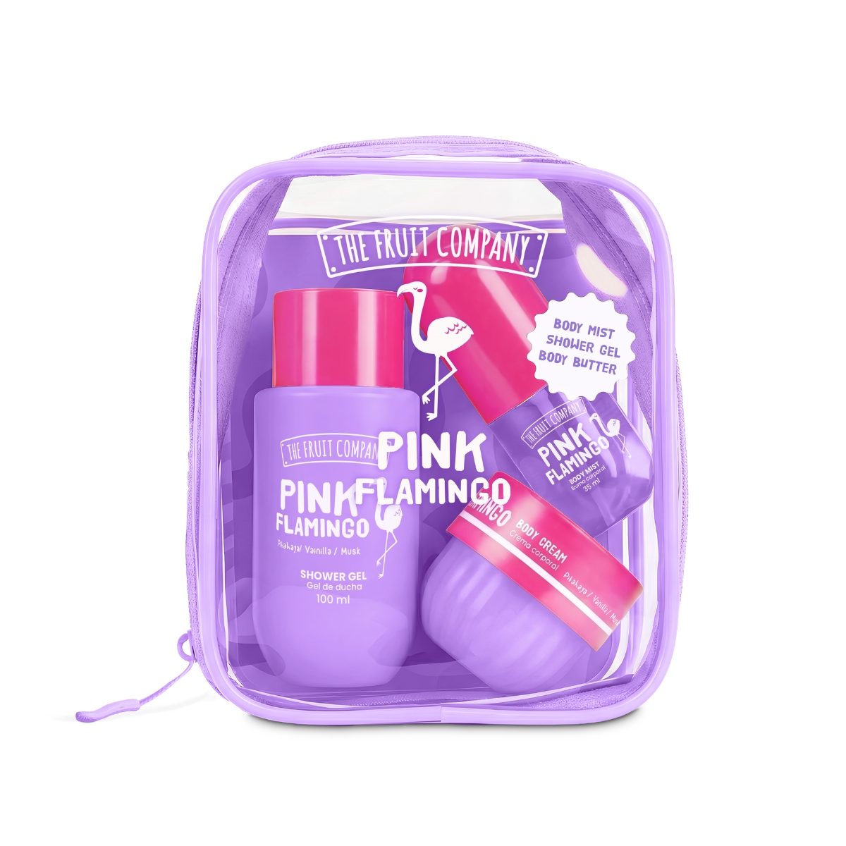 the fruit company travel set pink flamingo